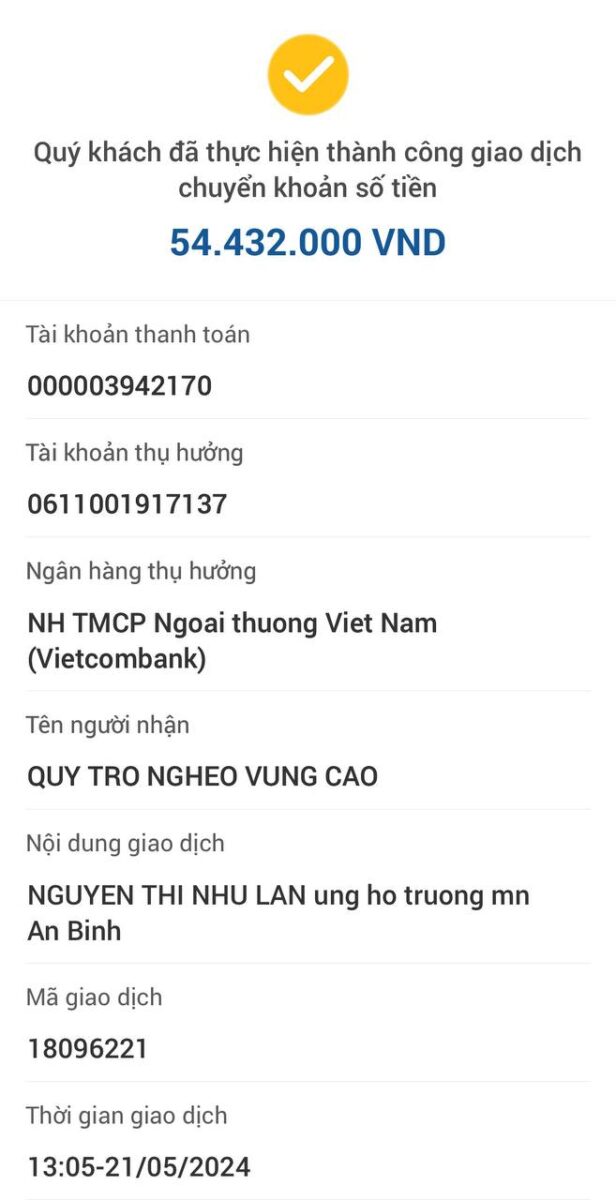 Cung cấp suất ăn dinh dưỡng – Điểm trường An Bình, Điện Biên | 54.432.000 VNĐ